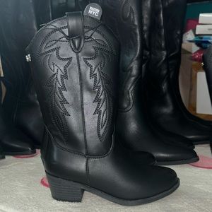 Madden NYC Black cowgirl boots classic horse riding boot high knee leather